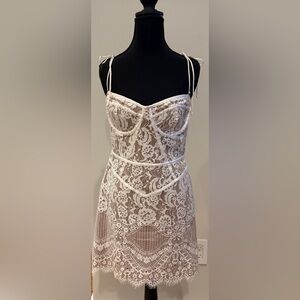 For Love And Lemons Cream Lace Mini Dress